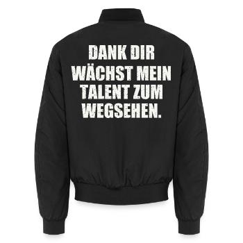 DANK DIR WÄCHST MEIN TALENT ZUM WEGSEHEN - Unisex Bomberjacke - Schwarz - Hinten - AI Model Male 185 light (185cm)
