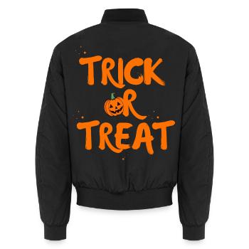 Süßes-oder-Saures-Retro-Halloween-Kürbis – - Unisex Bomberjacke - Schwarz - Hinten - AI Model Male 185 light (185cm)