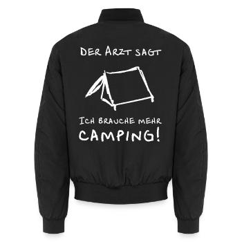 Der Arzt sagt ich brauche mehr Camping - Unisex Bomberjacke - Schwarz - Hinten - AI Model Male 185 light (185cm)