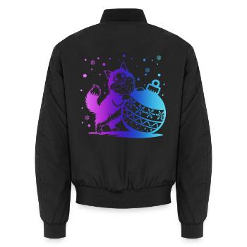 Kätzchen in einem Winter-Kugelverlauf - Unisex Bomberjacke - Schwarz - Hinten - AI Model Male 185 light (185cm)