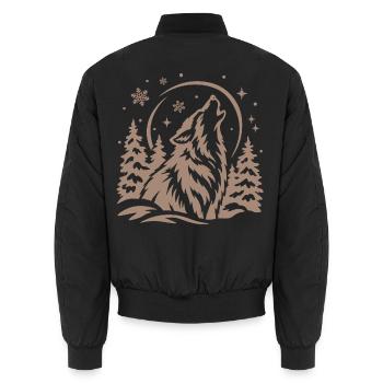 Wolf im Wald unter dem Mond - Unisex Bomberjacke - Schwarz - Hinten - AI Model Male 185 light (185cm)