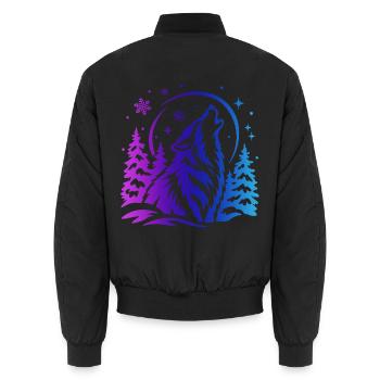 Wolf im Winterwald - Unisex Bomberjacke - Schwarz - Hinten - AI Model Male 185 light (185cm)