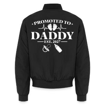 Pregnancy Announcement 2027 Promoted to Daddy - Unisex Bomberjacke - Schwarz - Hinten - AI Model Male 185 light (185cm)