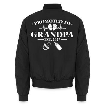 Pregnancy Announcement 2027 Promoted to Grandpa - Unisex Bomberjacke - Schwarz - Hinten - AI Model Male 185 light (185cm)