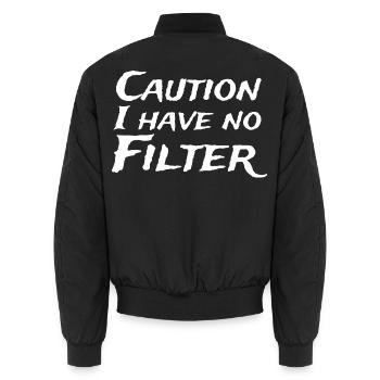 Vorsicht: Kein Filter-Ausdruck - Unisex Bomberjacke - Schwarz - Hinten - AI Model Male 185 light (185cm)