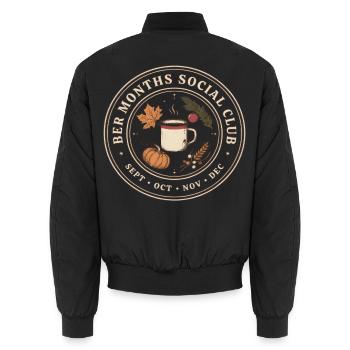 Ber Months Social Club Herbstzeit - Unisex Bomberjacke - Schwarz - Hinten - AI Model Male 185 light (185cm)