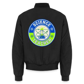 Vintage Science Teacher Flask Planetarische Umlaufbahnen oben - Unisex Bomberjacke - Schwarz - Hinten - AI Model Male 185 light (185cm)