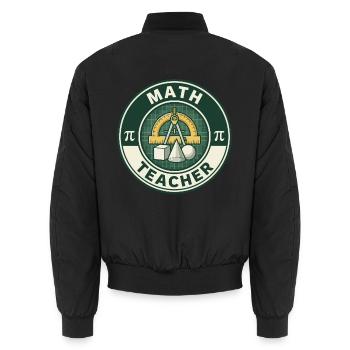 Vintage Mathematiklehrer-Gradmesser-Geometrie-Abzeichen oben - Unisex Bomberjacke - Schwarz - Hinten - AI Model Male 185 light (185cm)