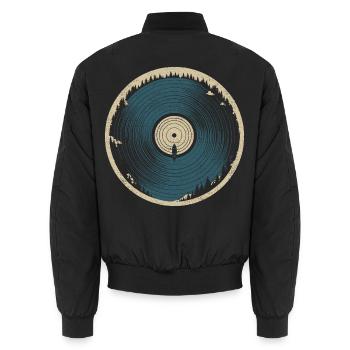 Naturvinyl – Kanu und Wald - Unisex Bomberjacke - Schwarz - Hinten - AI Model Male 185 light (185cm)