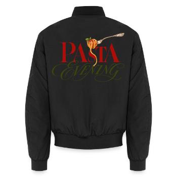 Pasta Evening Pasta Abend - Unisex Bomberjacke - Schwarz - Hinten - AI Model Male 185 light (185cm)