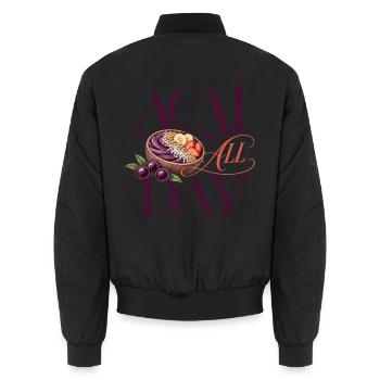 Açaí All Day Bowl - Acai Bowl Design - Unisex Bomberjacke - Schwarz - Hinten - AI Model Male 185 light (185cm)