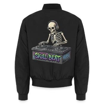 Skelettartiger DJ Skull Beat - Unisex Bomberjacke - Schwarz - Hinten - AI Model Male 185 light (185cm)