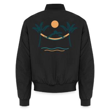 Palmenstrand Hängemattenzauber - Unisex Bomberjacke - Schwarz - Hinten - AI Model Male 185 light (185cm)
