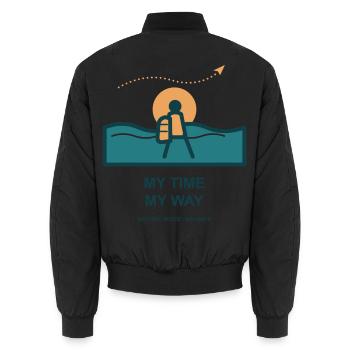 Meine Zeit Mein Weg - Unisex Bomberjacke - Schwarz - Hinten - AI Model Male 185 light (185cm)