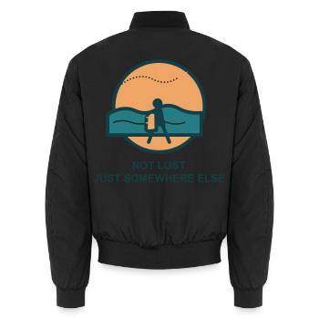 Not Lost Just Somewhere Else - Unisex Bomberjacke - Schwarz - Hinten - AI Model Male 185 light (185cm)