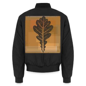 Eichenblatt - Botanisch / Stencil Quadrat Rahmen - Unisex Bomberjacke - Schwarz - Hinten - AI Model Male 185 light (185cm)