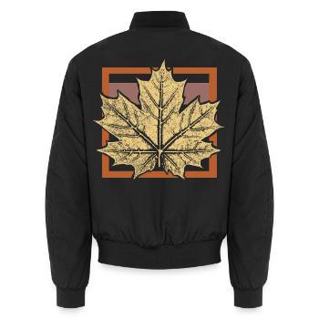 Ahorn Blatt im Rahmen / Floral Botanik - Unisex Bomberjacke - Schwarz - Hinten - AI Model Male 185 light (185cm)