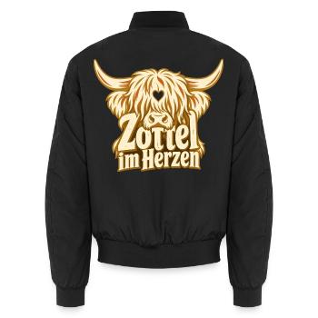 Hochlandrind Fan Geschenk Bauernhof Landleben - Unisex Bomberjacke - Schwarz - Hinten - AI Model Male 185 light (185cm)