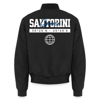 Santorini Griechenland Koordinaten Reise Souvenir - Unisex Bomberjacke - Schwarz - Hinten - AI Model Male 185 light (185cm)