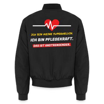 Ich bin Pflegekraft. Das ist anstrengender - Unisex Bomberjacke - Schwarz - Hinten - AI Model Male 185 light (185cm)