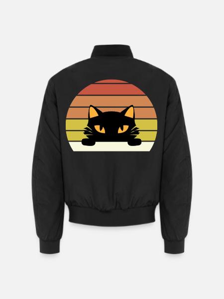 Katze Retro - Unisex Bomberjacke - Schwarz