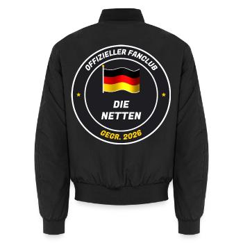 Offizieller Fanclub der Netten - gegr. 2026 - Unisex Bomberjacke - Schwarz - Hinten - AI Model Male 185 light (185cm)