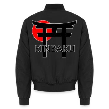 Kinbaku unter Torii und roter Sonne (schwarz) - Unisex Bomberjacke - Schwarz - Hinten - AI Model Male 185 light (185cm)