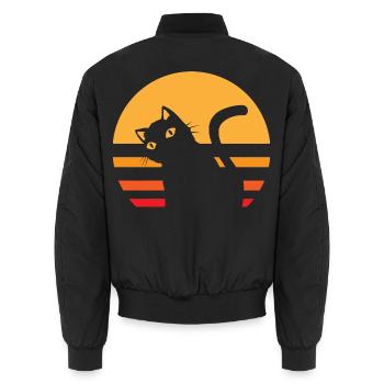 Katze Sonnenuntergang - Unisex Bomberjacke - Schwarz - Hinten - AI Model Male 185 light (185cm)