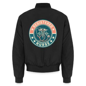 Stethoskop für Vintage Registered Nurse Caduceus Top - Unisex Bomberjacke - Schwarz - Hinten - AI Model Male 185 light (185cm)