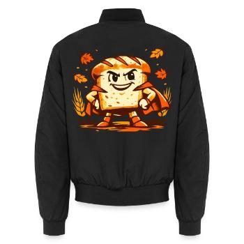 Brot-Superheld im Herbst - Unisex Bomberjacke - Schwarz - Hinten - AI Model Male 185 light (185cm)