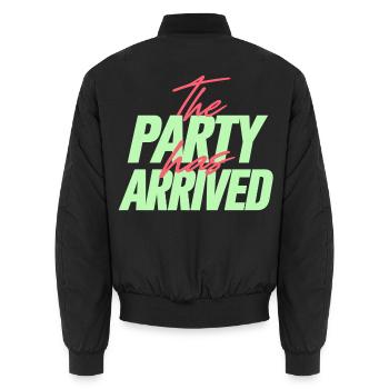 Die Party Ist Angekommen Neon - Unisex Bomberjacke - Schwarz - Hinten - AI Model Male 185 light (185cm)