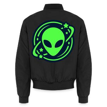 Alien Kopf Weltraum Logo - Unisex Bomberjacke - Schwarz - Hinten - AI Model Male 185 light (185cm)