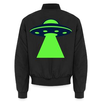 Ufo Alien Raumschiff Grafik - Unisex Bomberjacke - Schwarz - Hinten - AI Model Male 185 light (185cm)