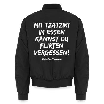 MIT TZATZIKI KANNST DU FLIRTEN VERGESSEN PITAGORAS - Unisex Bomberjacke - Schwarz - Hinten - AI Model Male 185 light (185cm)