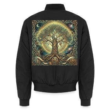 Zeitbaum und Nebel - Unisex Bomberjacke - Schwarz - Hinten - AI Model Male 185 light (185cm)