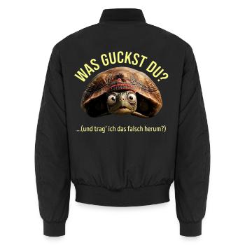 lustige Schildkröte, Was guckst Du?  - Unisex Bomberjacke - Schwarz - Hinten - AI Model Male 185 light (185cm)
