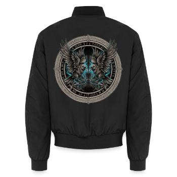 Zwillingsraben im Donnerkreis hugin munin - Unisex Bomberjacke - Schwarz - Hinten - AI Model Male 185 light (185cm)
