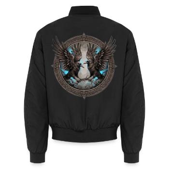 Zwei Raben im keltischen Kreis odin huginn muninn - Unisex Bomberjacke - Schwarz - Hinten - AI Model Male 185 light (185cm)