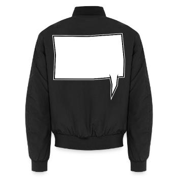 Eckige Sprechblase rechts in Weiß - Unisex Bomberjacke - Schwarz - Hinten - AI Model Male 185 light (185cm)