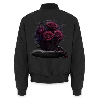 Dunkle Rosenkrone auf Samtkissen - Unisex Bomberjacke - Schwarz - Hinten - AI Model Male 185 light (185cm)