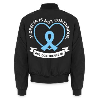 Alopecia Areata - Nicht ansteckend, aber mutig - Unisex Bomberjacke - Schwarz - Hinten - AI Model Male 185 light (185cm)