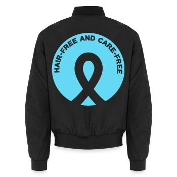 Alopecia Freiheit - Ohne Haar, ohne Sorgen - Unisex Bomberjacke - Schwarz - Hinten - AI Model Male 185 light (185cm)