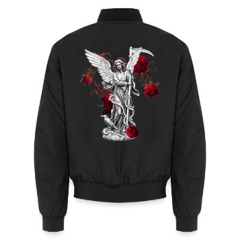 Rosenengel mit Sense - Unisex Bomberjacke - Schwarz - Hinten - AI Model Male 185 light (185cm)