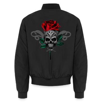 Rosenknochen Gothic Rose Skull - Unisex Bomberjacke - Schwarz - Hinten - AI Model Male 185 light (185cm)