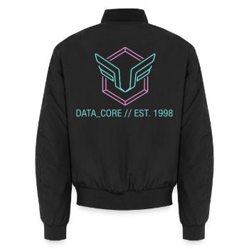 Cyberpunk & Synthwave Symbol Data Core 1998  - Unisex Bomberjacke - Schwarz - Hinten - AI Model Male 185 light (185cm)