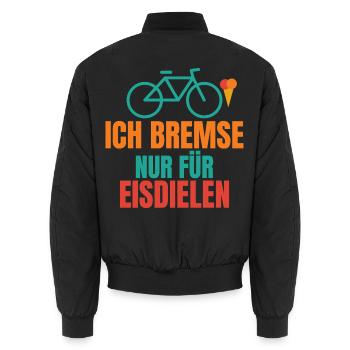 Ich bremse nur für Eisdielen – Fahrrad Spruch - Unisex Bomberjacke - Schwarz - Hinten - AI Model Male 185 light (185cm)