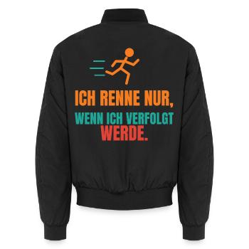 Ich renne nur, wenn ich verfolgt werde - Unisex Bomberjacke - Schwarz - Hinten - AI Model Male 185 light (185cm)