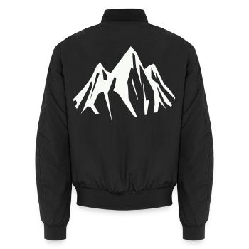 Spitzengipfel Silhouette - Unisex Bomberjacke - Schwarz - Hinten - AI Model Male 185 light (185cm)