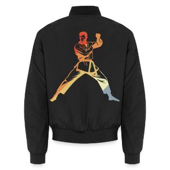 Karate Vintage Look - Unisex Bomberjacke - Schwarz - Hinten - AI Model Male 185 light (185cm)