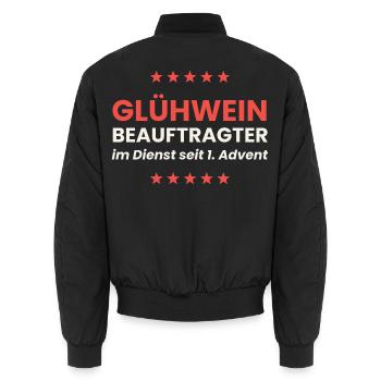 Glühwein Beauftragter Shirt Weihnachtsmarkt Spruch - Unisex Bomberjacke - Schwarz - Hinten - AI Model Male 185 light (185cm)
